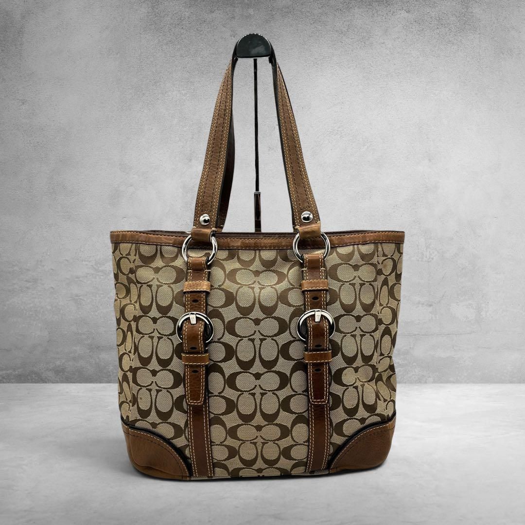 COACH コーチ 10987 Signature Tote Bag シグネチャー トートバッグ ハンドバッグ Shoulder Bag A4収納 通勤 通学 レザー キャンバス レディース メンズ ユニセックス 3048