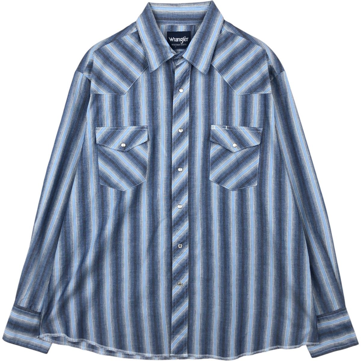 古着 ラングラー Wrangler WESTERN SHIRTS ストライプ柄 マルチストライプ 長袖 ウエスタンシャツ メンズXL相当/eaa622302