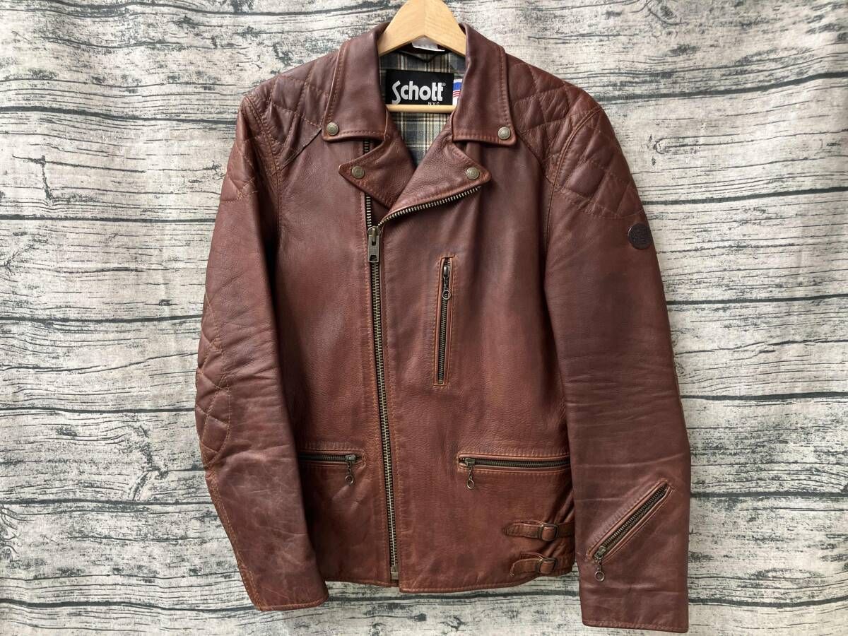 SCHOTT ショット 3121002 ライダース Mサイズ 牛革 ブラウン