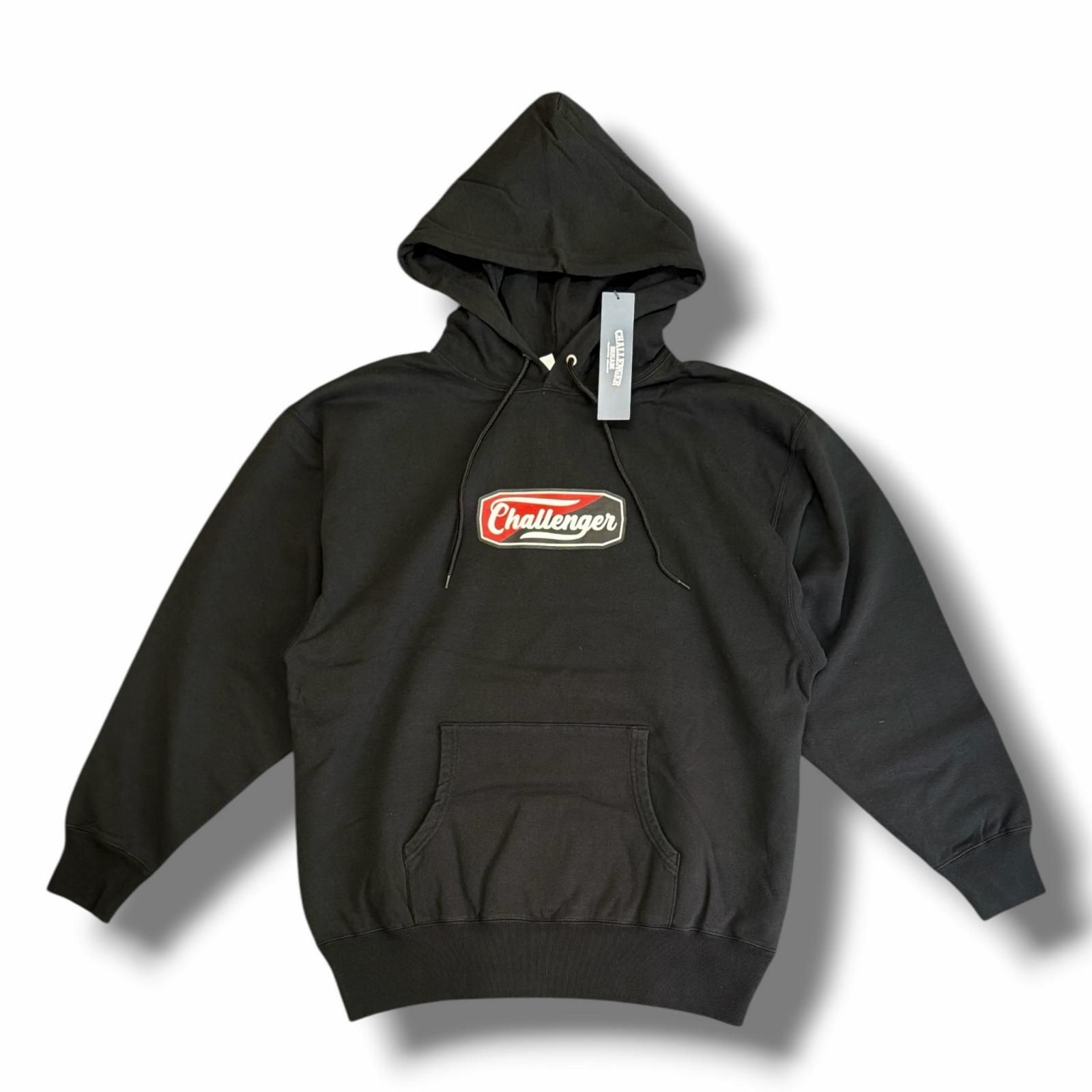 参考上代18700円 未使用 CHALLENGER 25SS TWO TONE LOGO HOODIE ツートーンロゴパーカー スウェットフーディー チャレンジャー CLG-SW 025-001 ブラック XL （18305M）