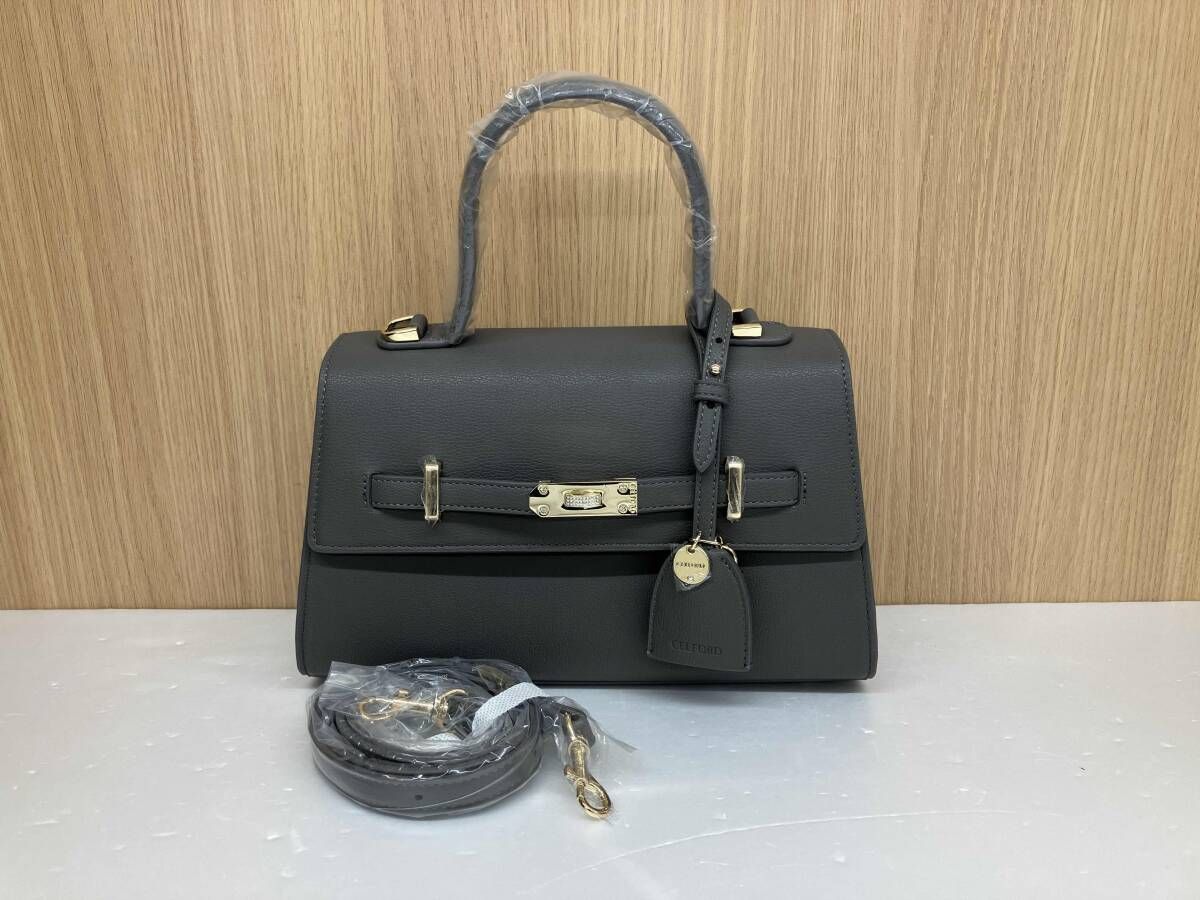 CELFORD セルフォード ビジューツイストバッグルバンドバッグ ショルダーバッグ ショルダー取り外し可能 グレー 通年