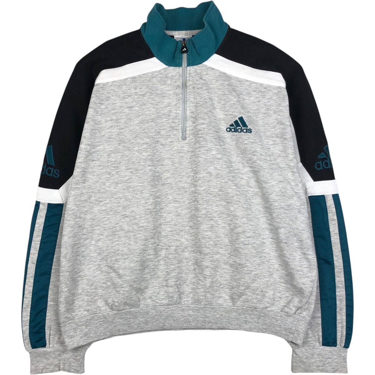古着 90~00年代 アディダス adidas ハーフジップスウェットシャツ トレーナー メンズL相当/eaa647716