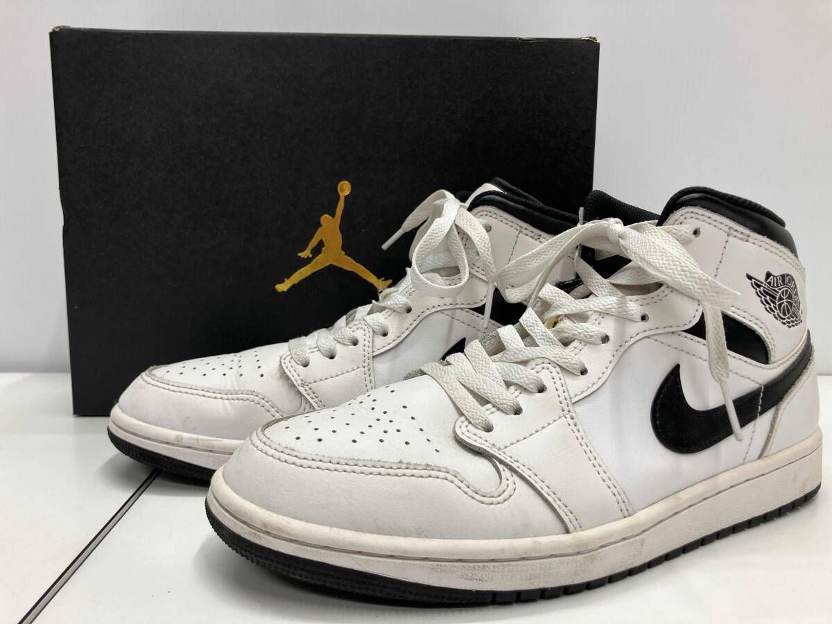 NIKE AIR JORDAN 1 MID DQ8426-132 白 黒 ナイキ エアジョーダン1ミッド US8.5 スニーカー バッシュ ストリート バスケ