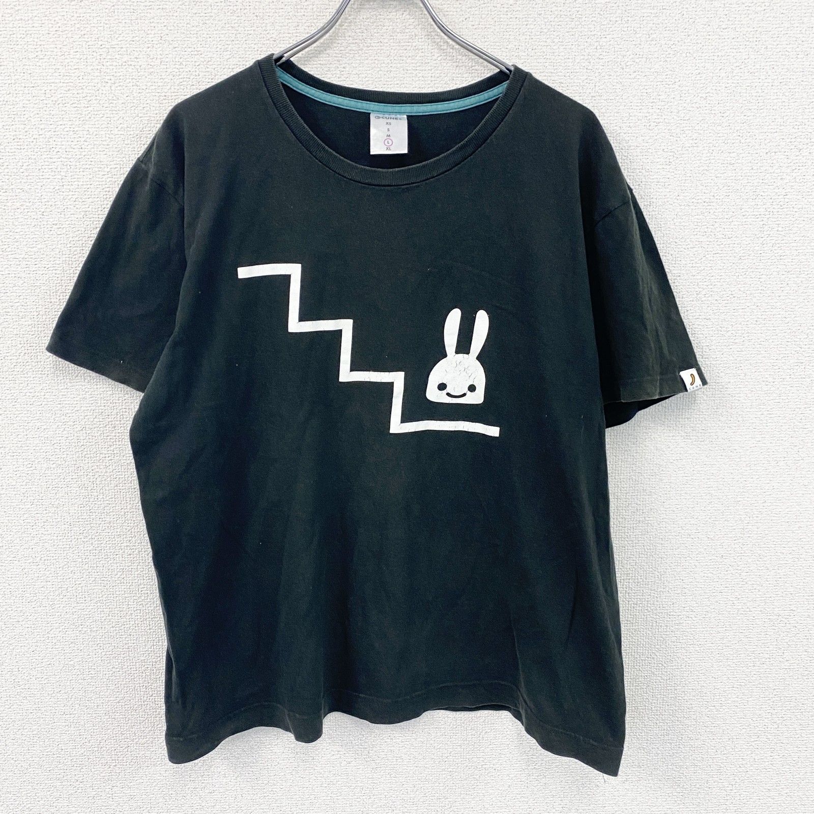 CUNE 半袖プリントTシャツ 黒 ブラック Lサイズ 古着 - メルカリ