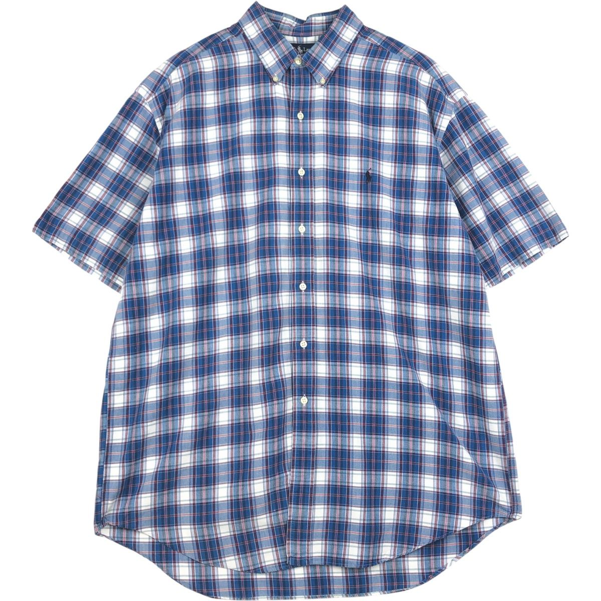 古着 ラルフローレン Ralph Lauren BLAKE 半袖 ボタンダウン チェックシャツ メンズXL相当/eaa623643