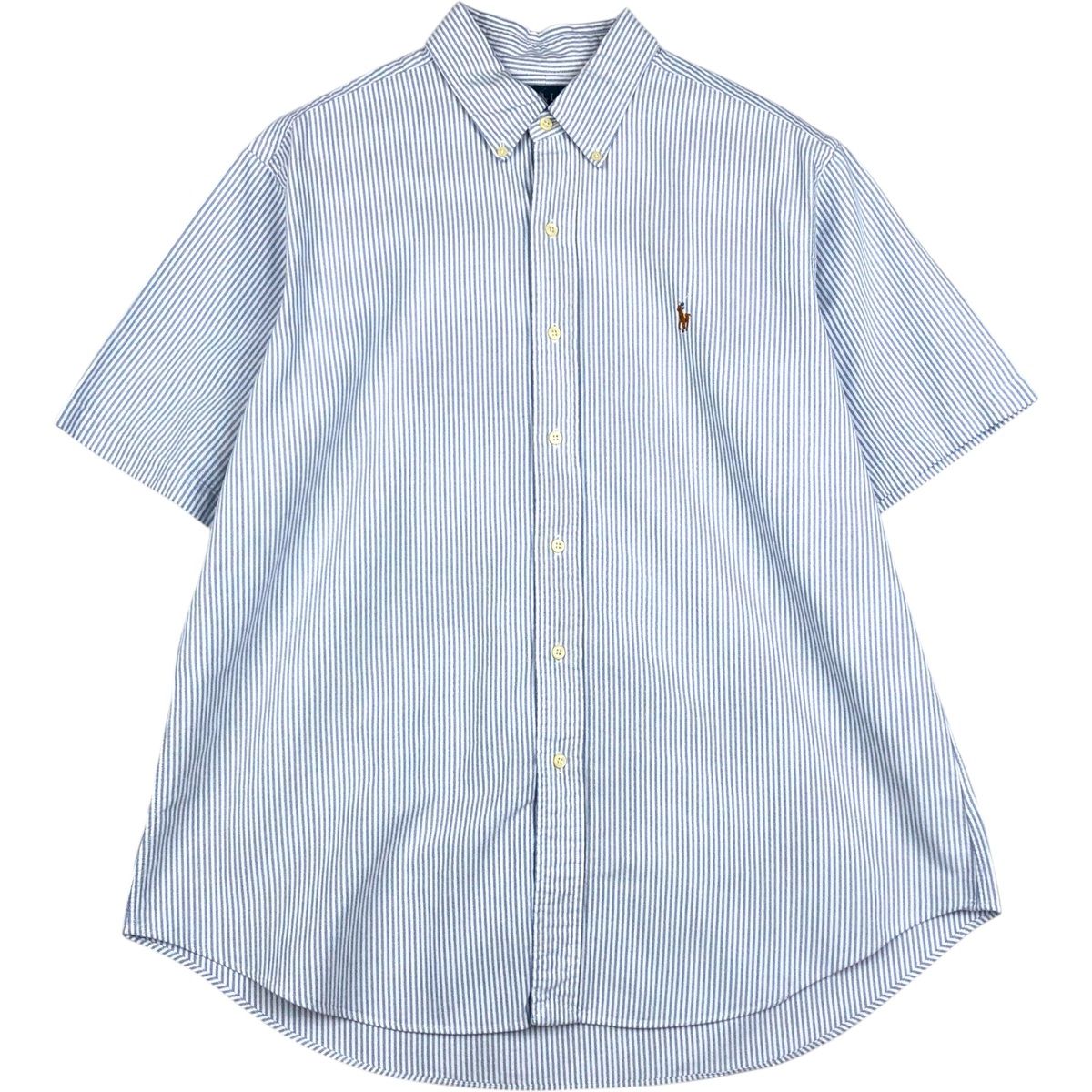 古着 ラルフローレン Ralph Lauren CLASSIC FIT 半袖 ボタンダウン ストライプシャツ メンズXL相当/eaa623645