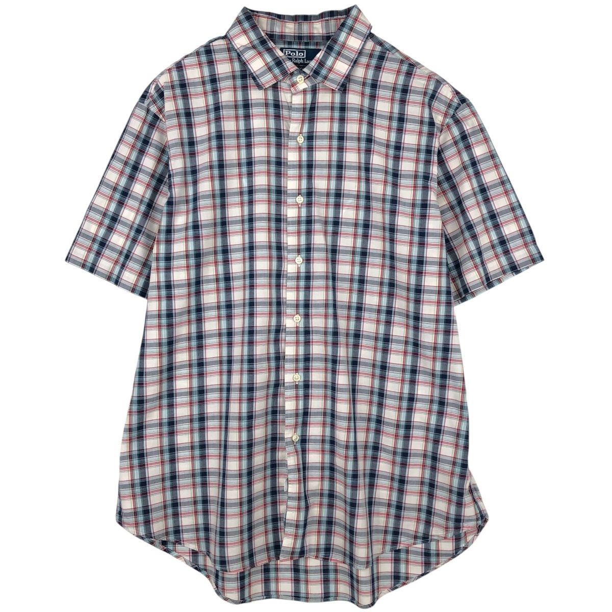 古着 ラルフローレン Ralph Lauren POLO by Ralph Lauren BRADFORD CUSTOM FIT ワイドカラー 半袖 コットン チェックシャツ/eaa623585