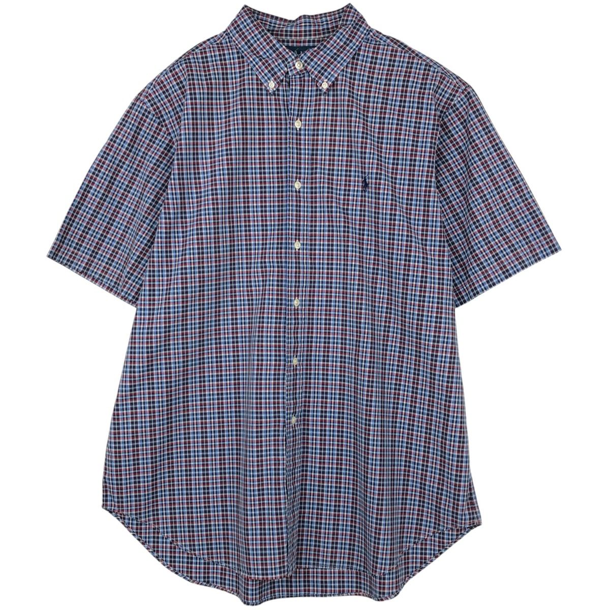 古着 ラルフローレン Ralph Lauren CLASSIC FIT 半袖 ボタンダウン チェックシャツ メンズXL相当/eaa623598