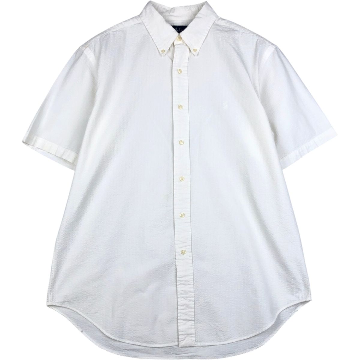 古着 ラルフローレン Ralph Lauren CLASSIC FIT クラシックフィット シアサッカー 半袖 ボタンダウンシャツ メンズL相当/eaa648016