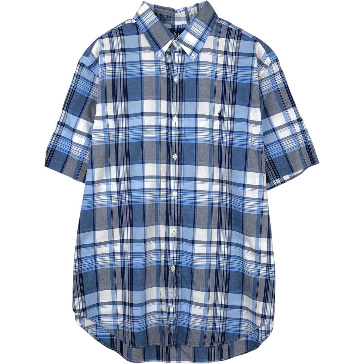 古着 ラルフローレン Ralph Lauren CLASSIC FIT 半袖 ボタンダウン チェックシャツ メンズL相当/eaa623620