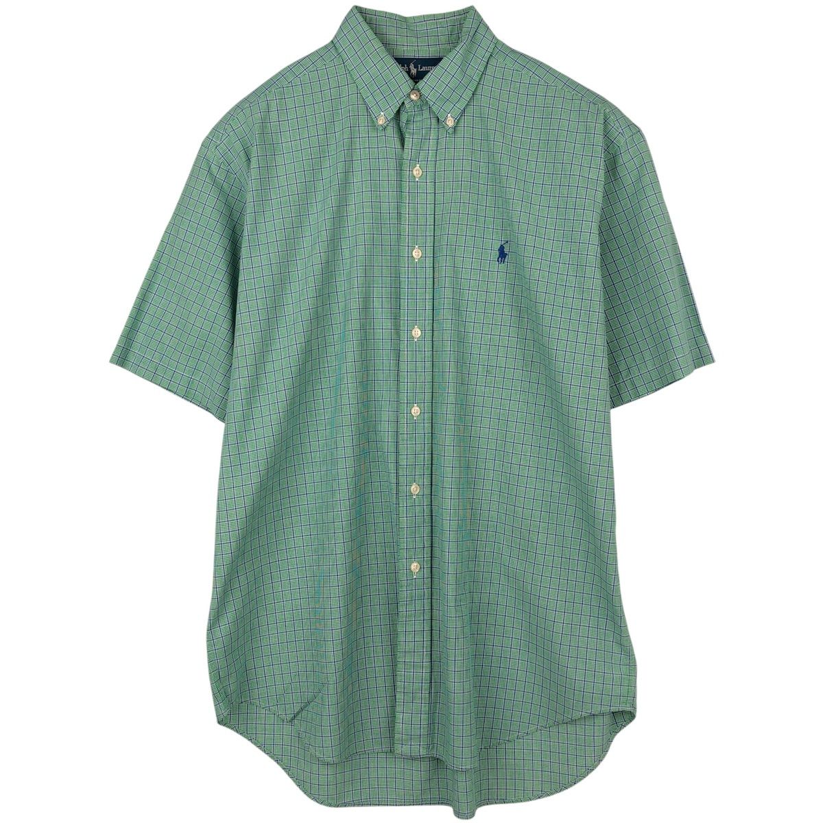 古着 ラルフローレン Ralph Lauren BLAKE 半袖 ボタンダウン チェックシャツ メンズM相当/eaa623621