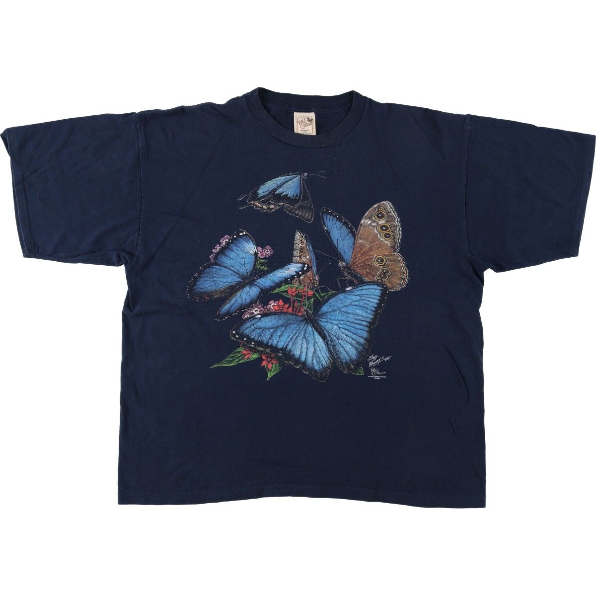 古着 00年代 Wild Cotton 蝶柄 アニマルTシャツ USA製 メンズXXL相当/eaa623677
