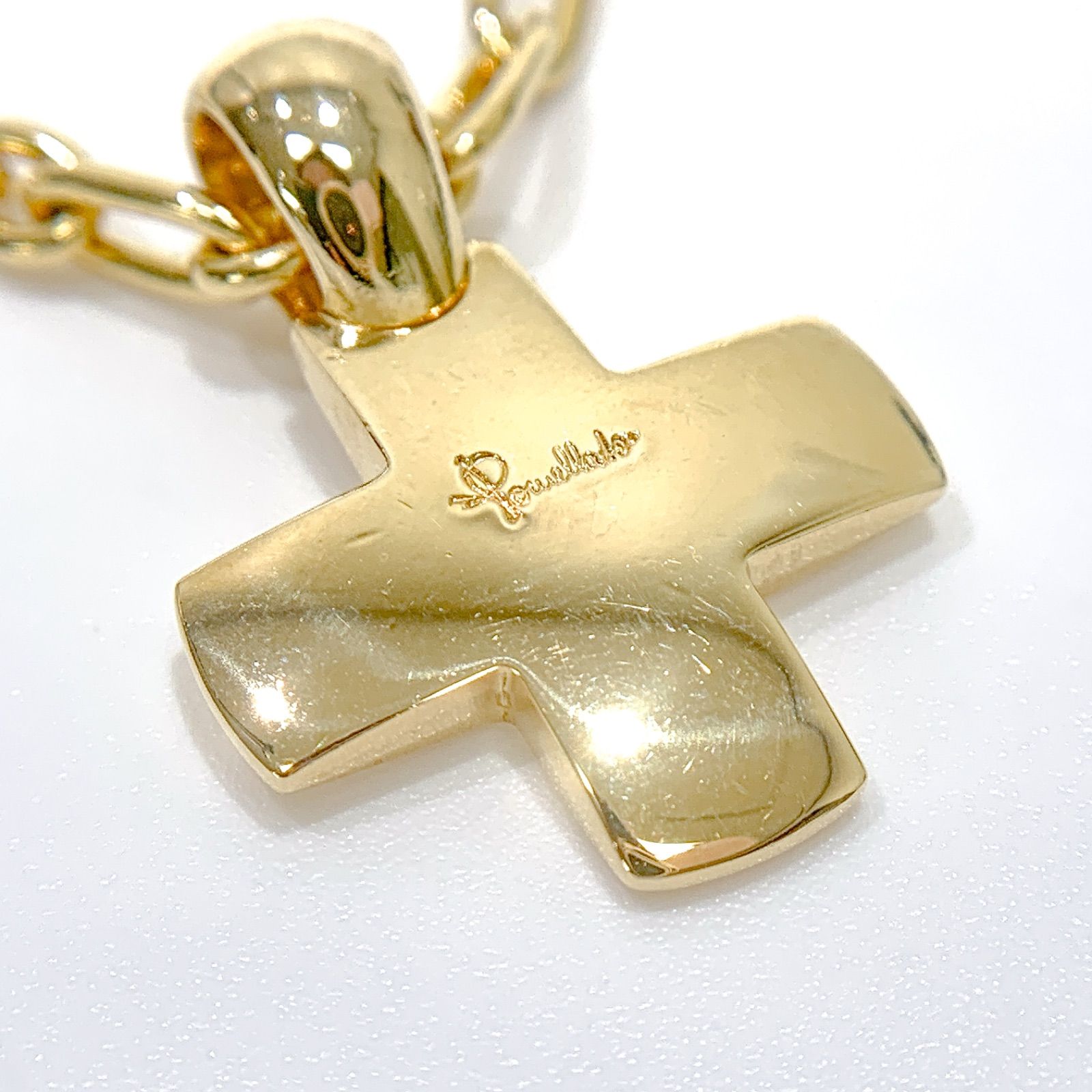 【中古】Pomellato ポメラート クロスモチーフ　ネックレス　K18YG イエロー ゴールド 750
