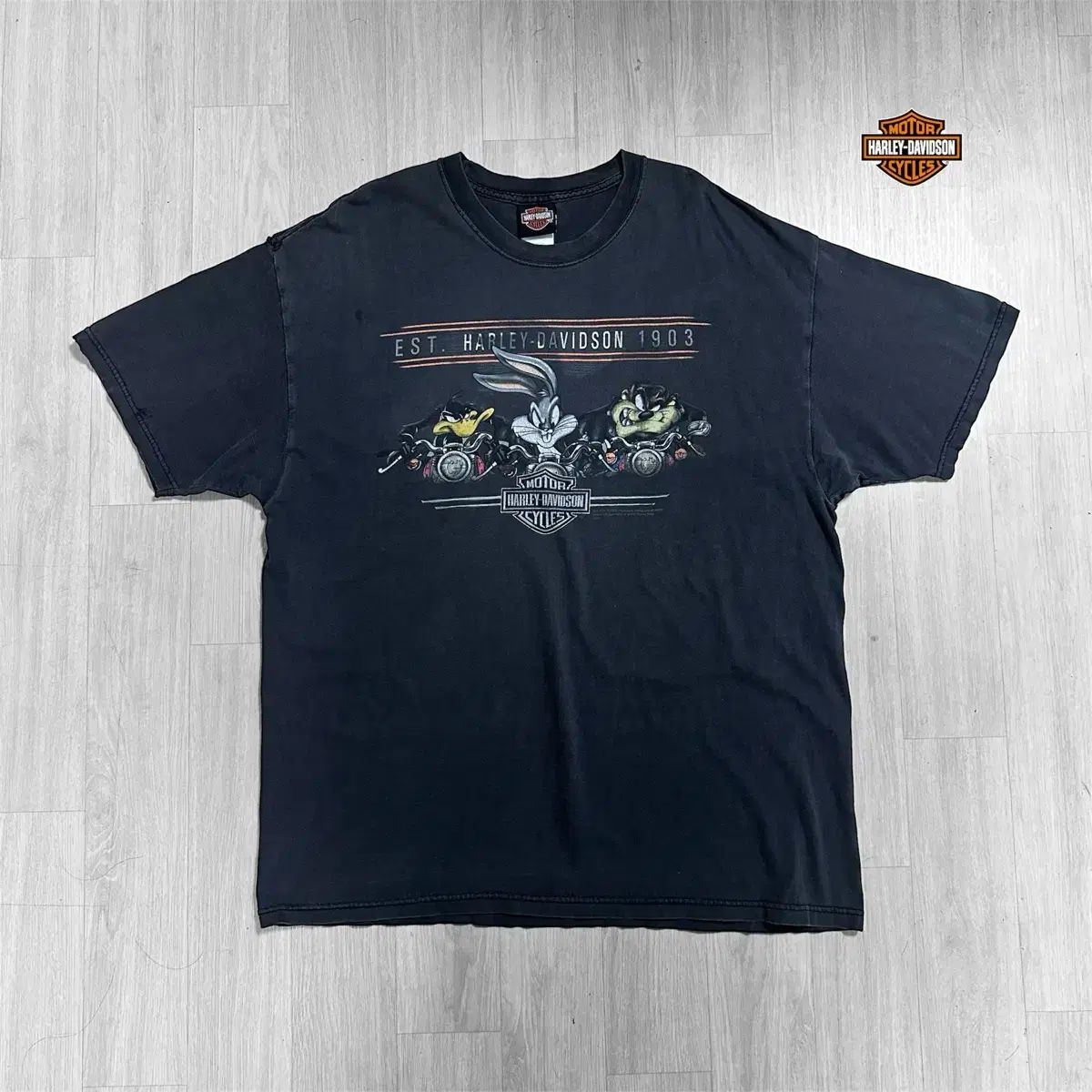 ハーレーダビッドソン 00s ルーニー・テューンズ フェイディング ヴィンテージ 半袖 Tシャツ