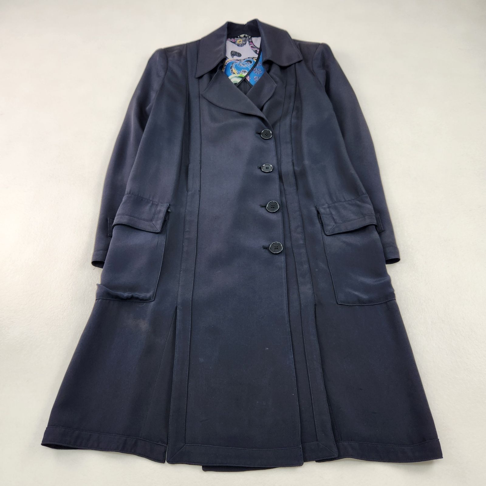 ETRO スプリングコート エトロ シルク100% 絹 ペイズリー柄 イタリア製 vintage 40サイズ L相当
