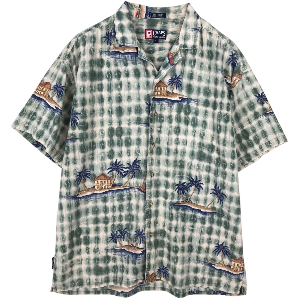 古着 ラルフローレン Ralph Lauren CHAPS チャップス 総柄 オープンカラー ハワイアンアロハシャツ ボックスシャツ/eaa623235