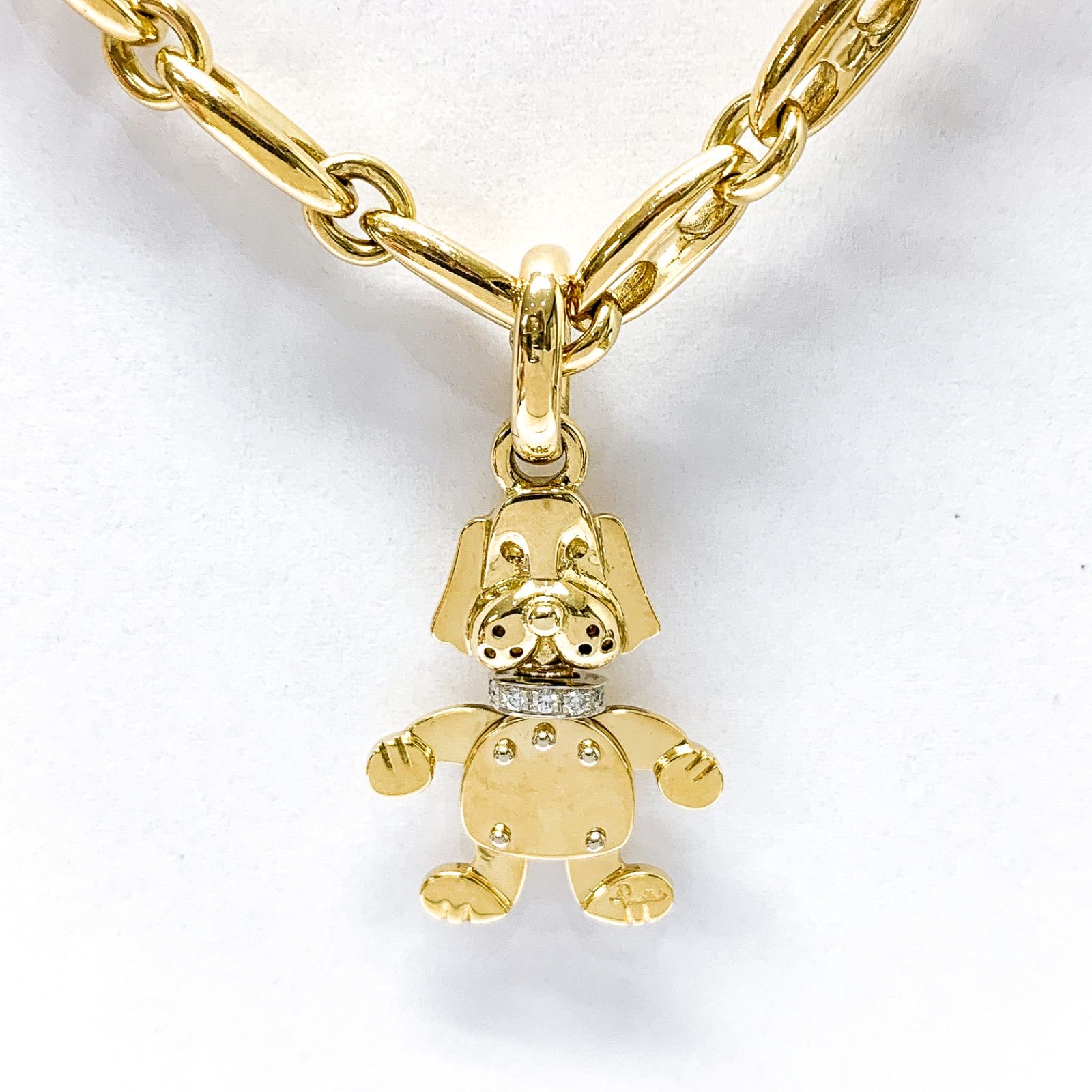 【中古】Pomellato ポメラート ネックレス ドッグモチーフ　ダイヤモンド K18YG イエローゴールド 750