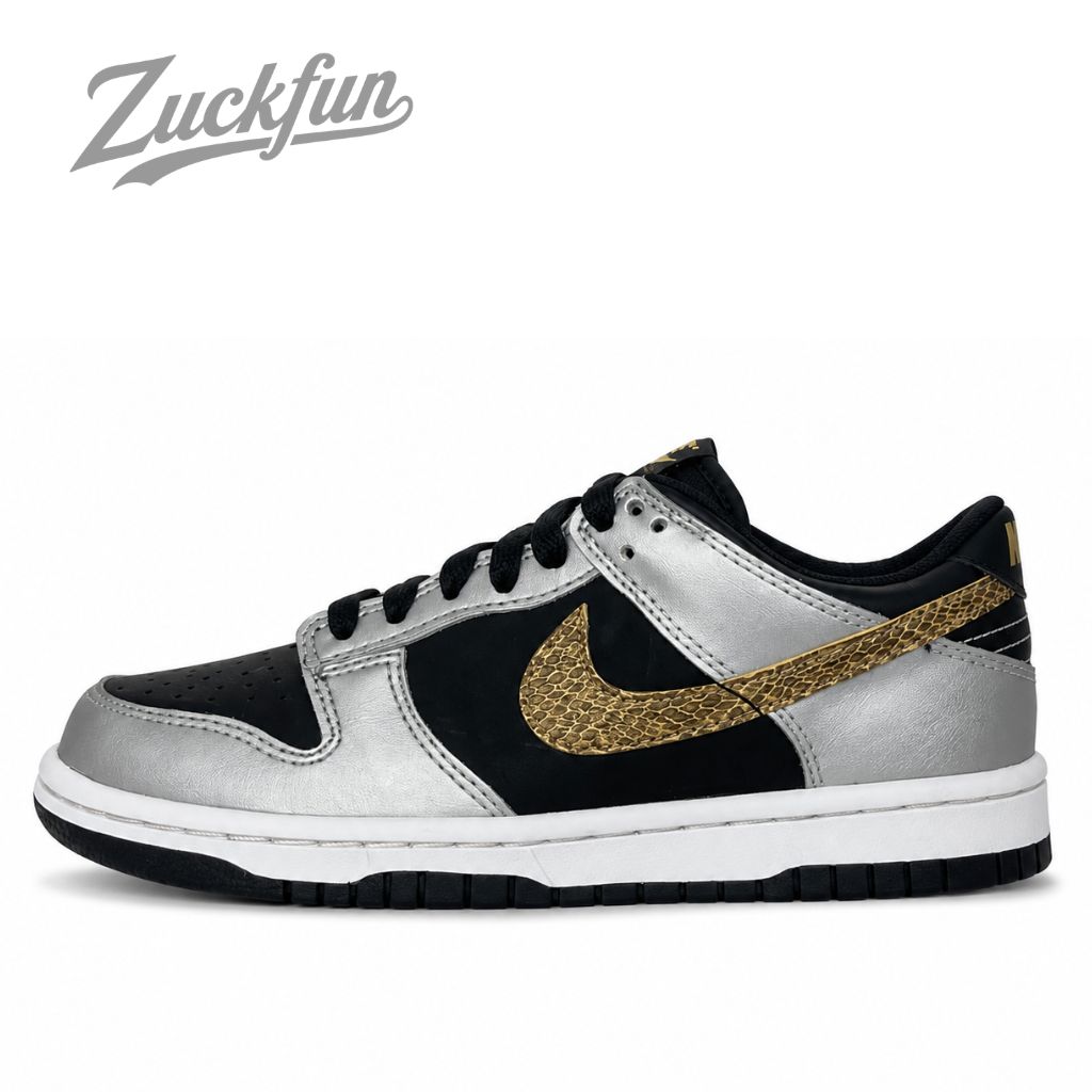 美品 NIKE DUNK LOW GS ダンク ロー カット シルバー ブラック 黒 レディース ナイキ スニーカー 22.5 cm U07309