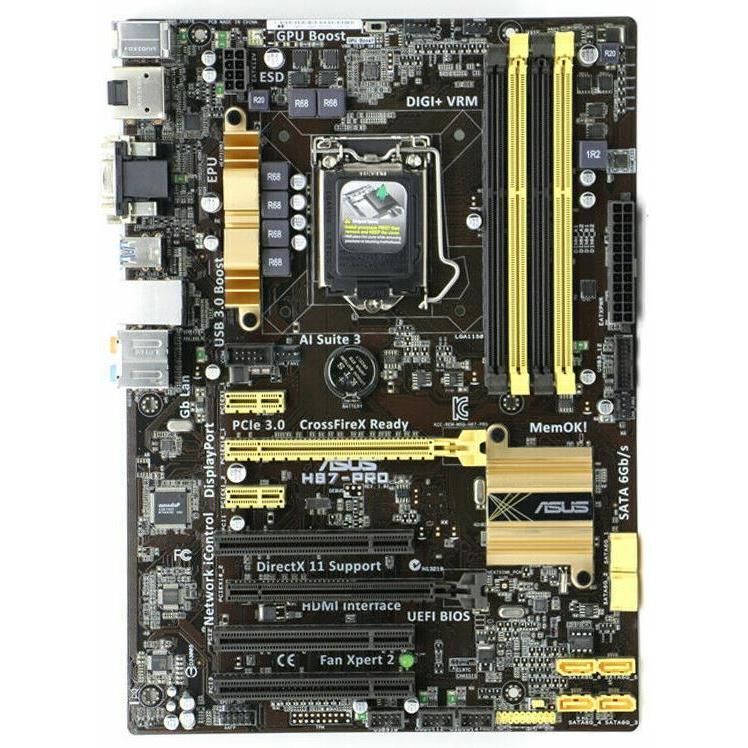ASUS H87-PRO Intel H87 LGA1150 DDR3-1600 32GB SATA3.0 HDMI VGA DVI-D Gigabit LAN