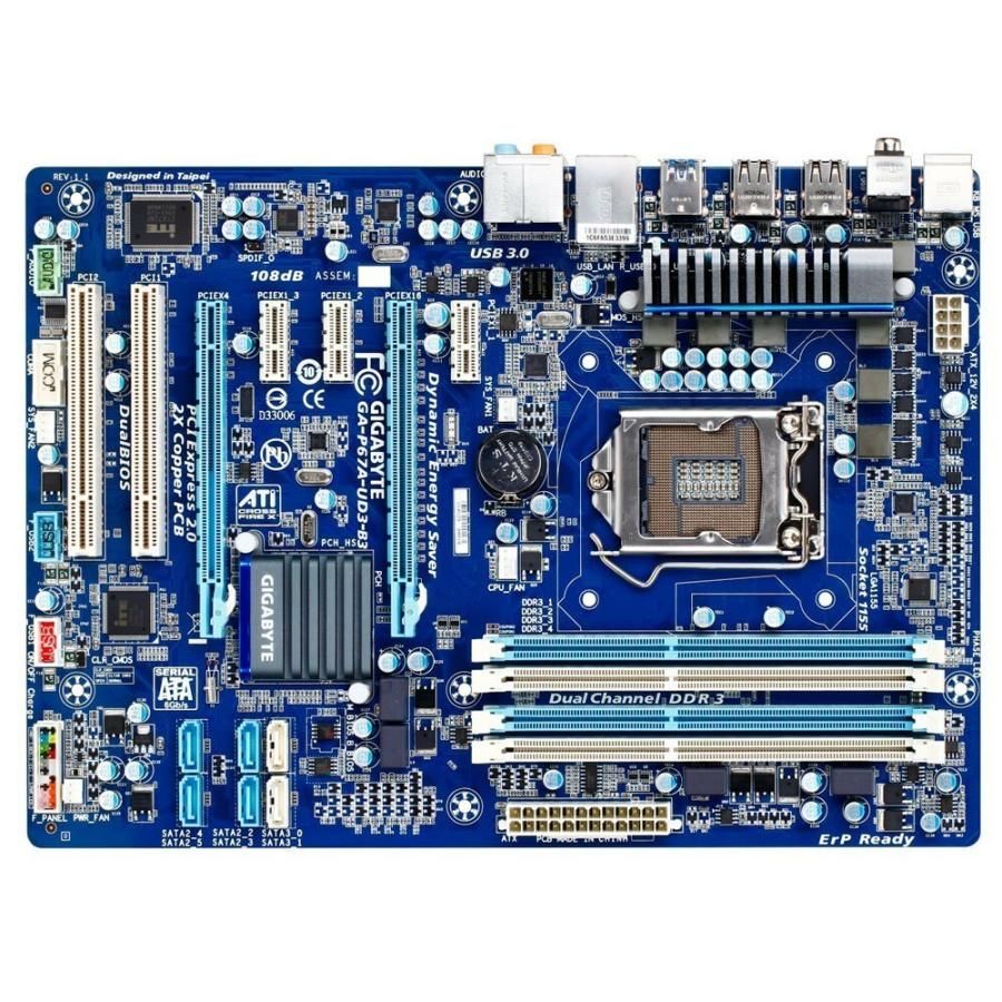 GIGABYTE P67A-UD3-B3 Intel P67 LGA1155 DDR3-2133 32GB SATA Gigabit LAN Motherboard