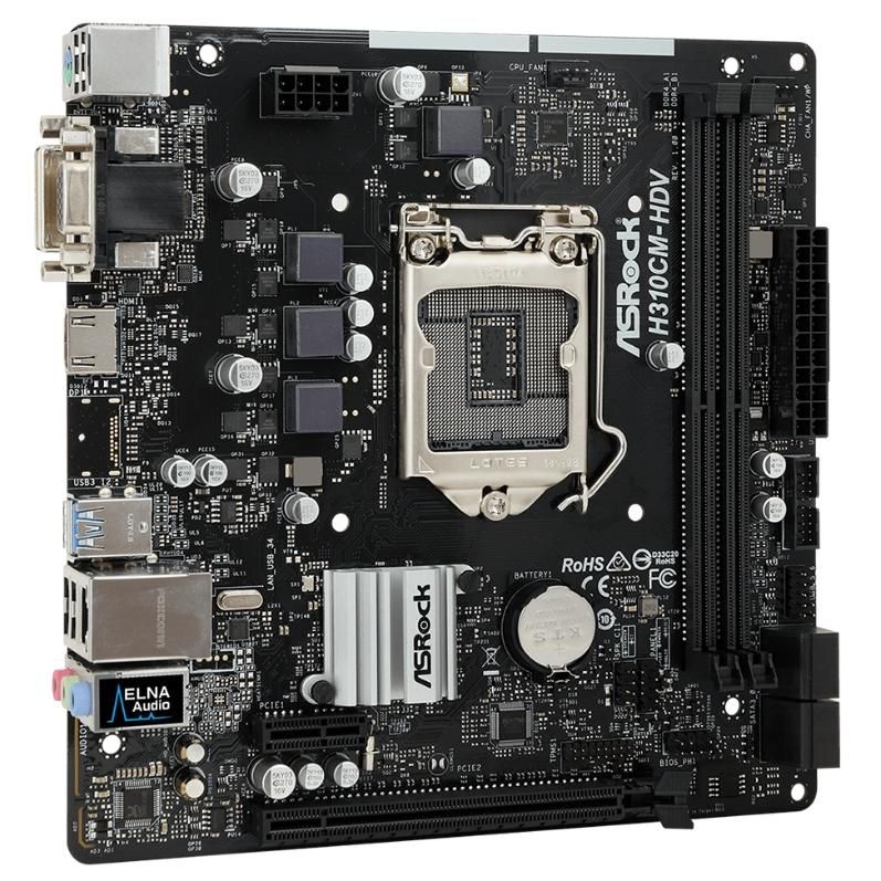 ASRock H310CM-HDV Intel H310 LGA1151 DDR4-2666 32GB SATA HDMI DVI-D Gigabit LAN