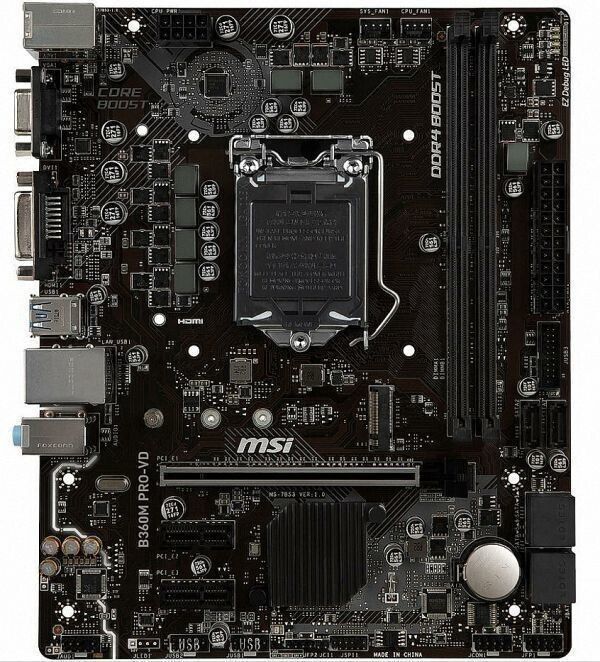 MSI B360M Pro-VD Intel B360 LGA1151 DDR4-2666 32GB SATA Gigabit LAN HDMI DVI-D Motherboard