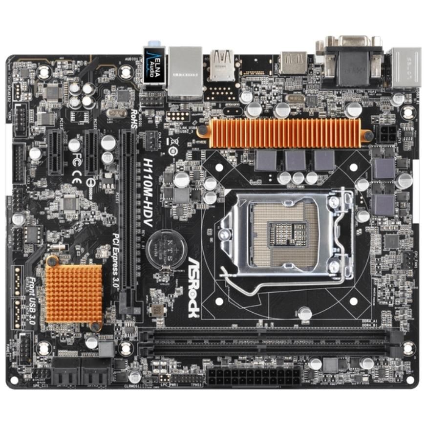 ASRock H110M-HDV Intel H110 LGA1151 DDR4-2133 32GB SATA Gigabit LAN HDMI DVI-D D-SUB