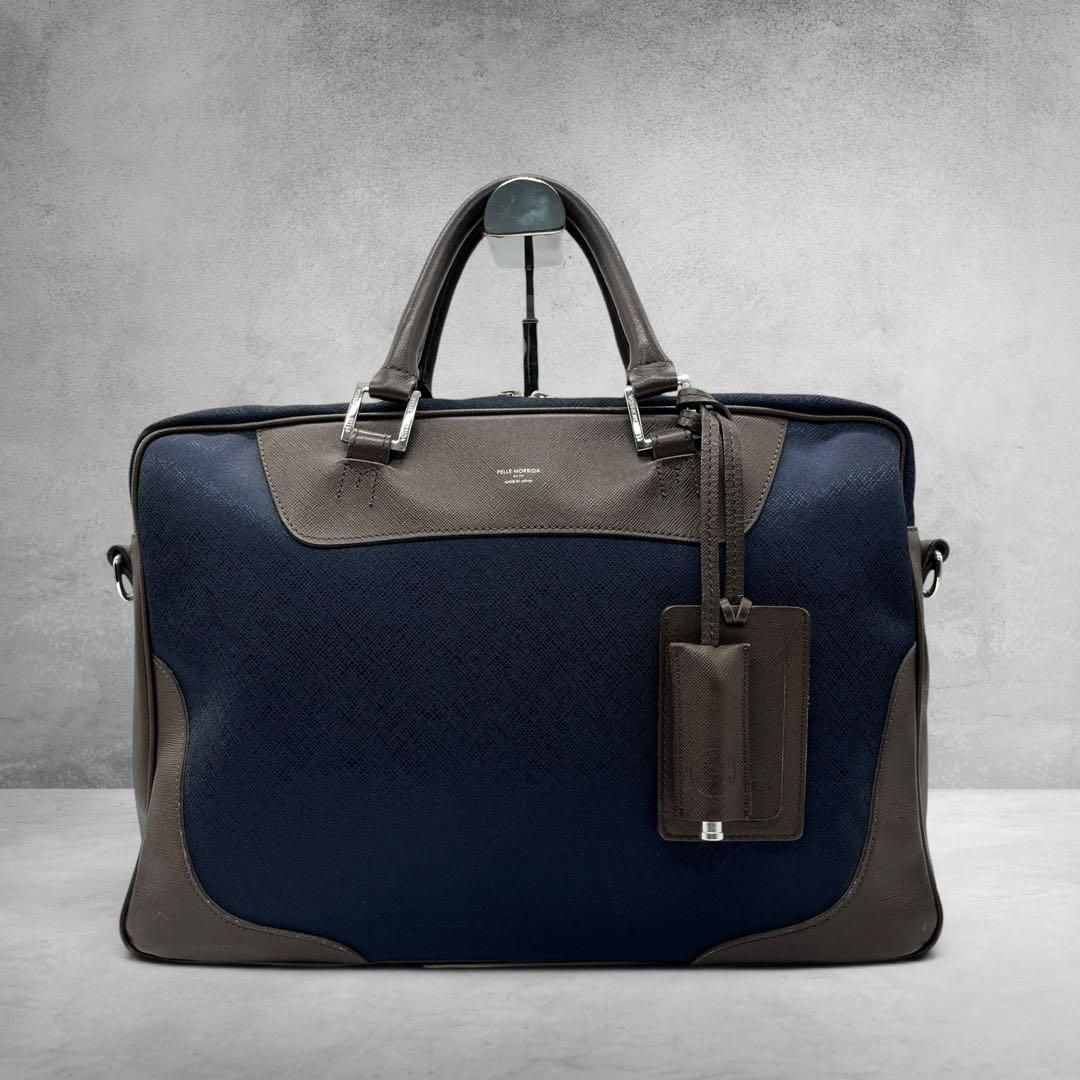 PELLE MORBIDA ペッレモルビダ Capitano キャピターノ Briefcase Business Bag ブリーフケース ビジネスバッグ 通勤バッグ メンズバッグ レザー サフィアーノ ネイビー Navy A4収納 3053