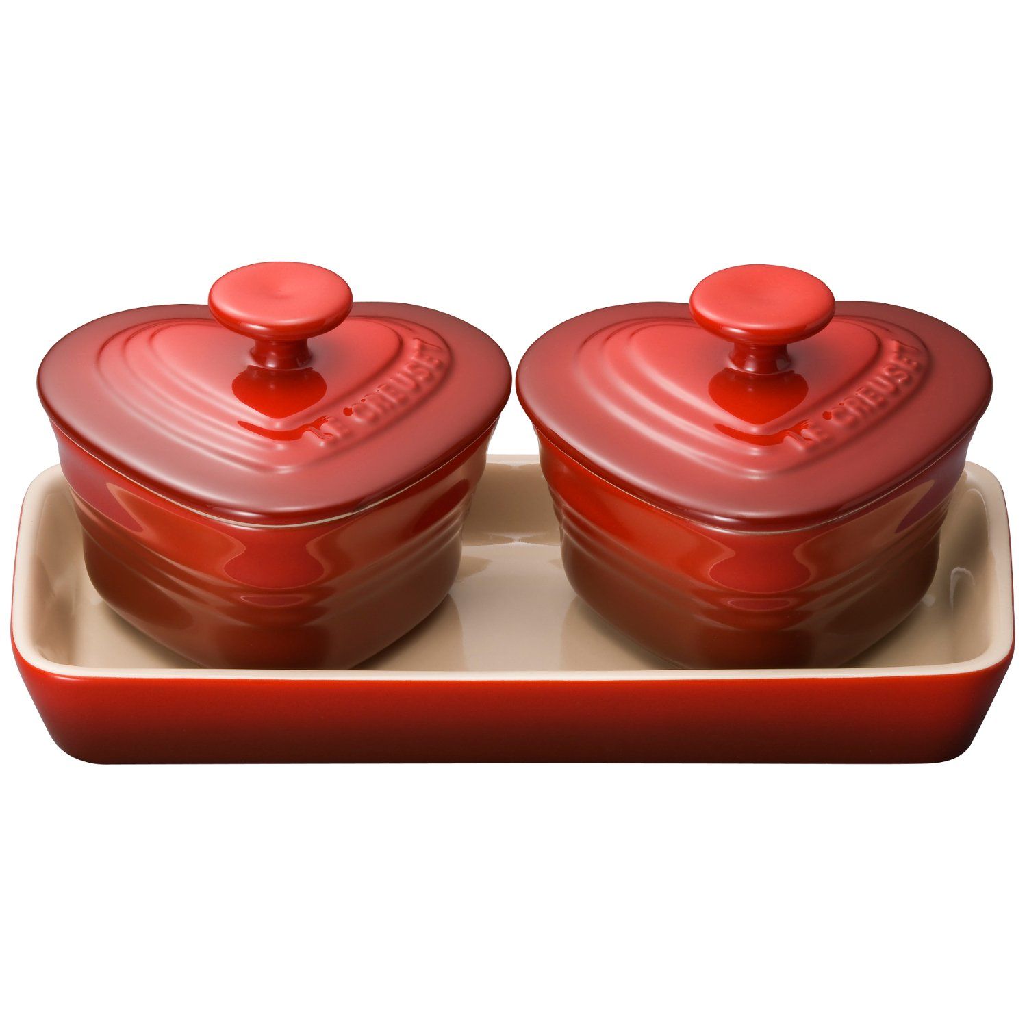 ル・クルーゼ(Le Creuset) 耐熱容器 プチ・ラムカン・ダムール・セット チェリーレッド 耐熱 耐冷 電子レンジ オーブン 対応 結婚祝い 記念日 ブライダル ギフト プレゼント 引出物 【日本正規販売品】Ju