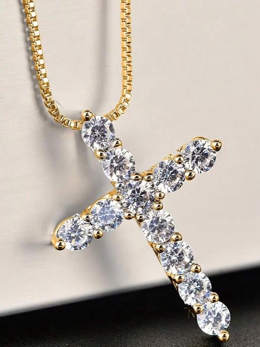 ジュエリー レディース ネックレス 925スターリングシルバーペンダントネックレス スパークリング クリスタル クラシカルなクロスチャーム、ファッションジュエリーの贈り物 女性と男性用