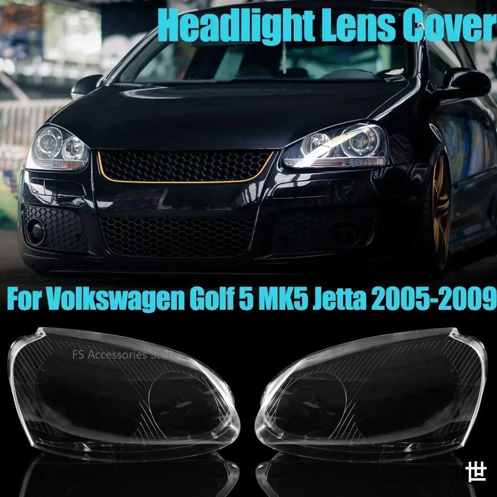 フォルクスワーゲン ゴルフ5 MK5 ジェッタ ラビット 2005-2009 用 フロントヘッドライトレンズシェルカバー ランプカバー クリアランプシェ