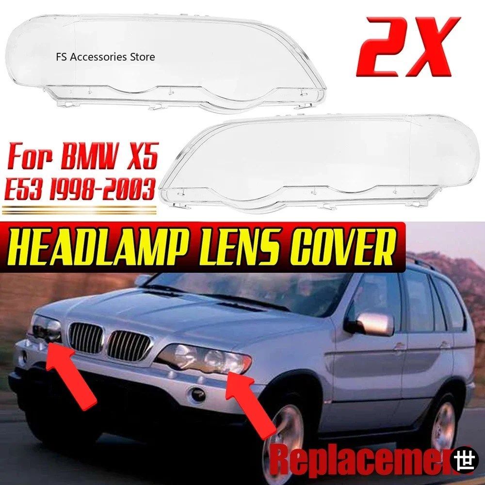 BMW X5 E53 1998 - 03 用ヘッドライトガラスヘッドライトレンズカバーヘッドライトランプカバー