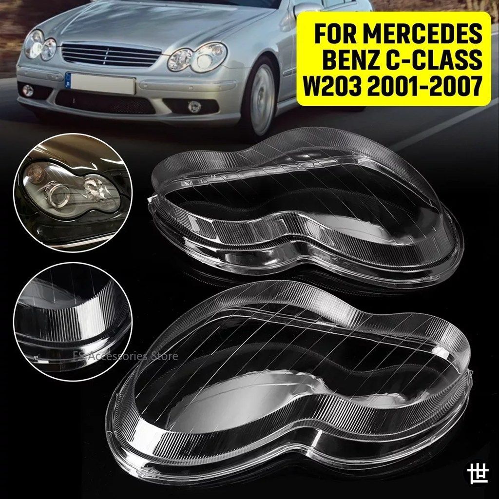 メルセデスベンツ W203 4ドア C180 C200 C230 C260 C280 2001-2007 用フロントヘッドライトレンズガラスカバー ヘッドランプカバーシェル