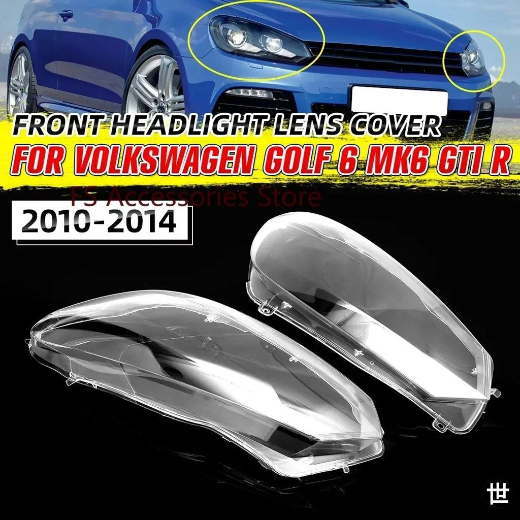 VWゴルフ6 MK6 GTI R 2010-2014用 フロントヘッドライトランプクリアランプシェードヘッドライトシェルカバーレンズマスクヘッドランプカバ