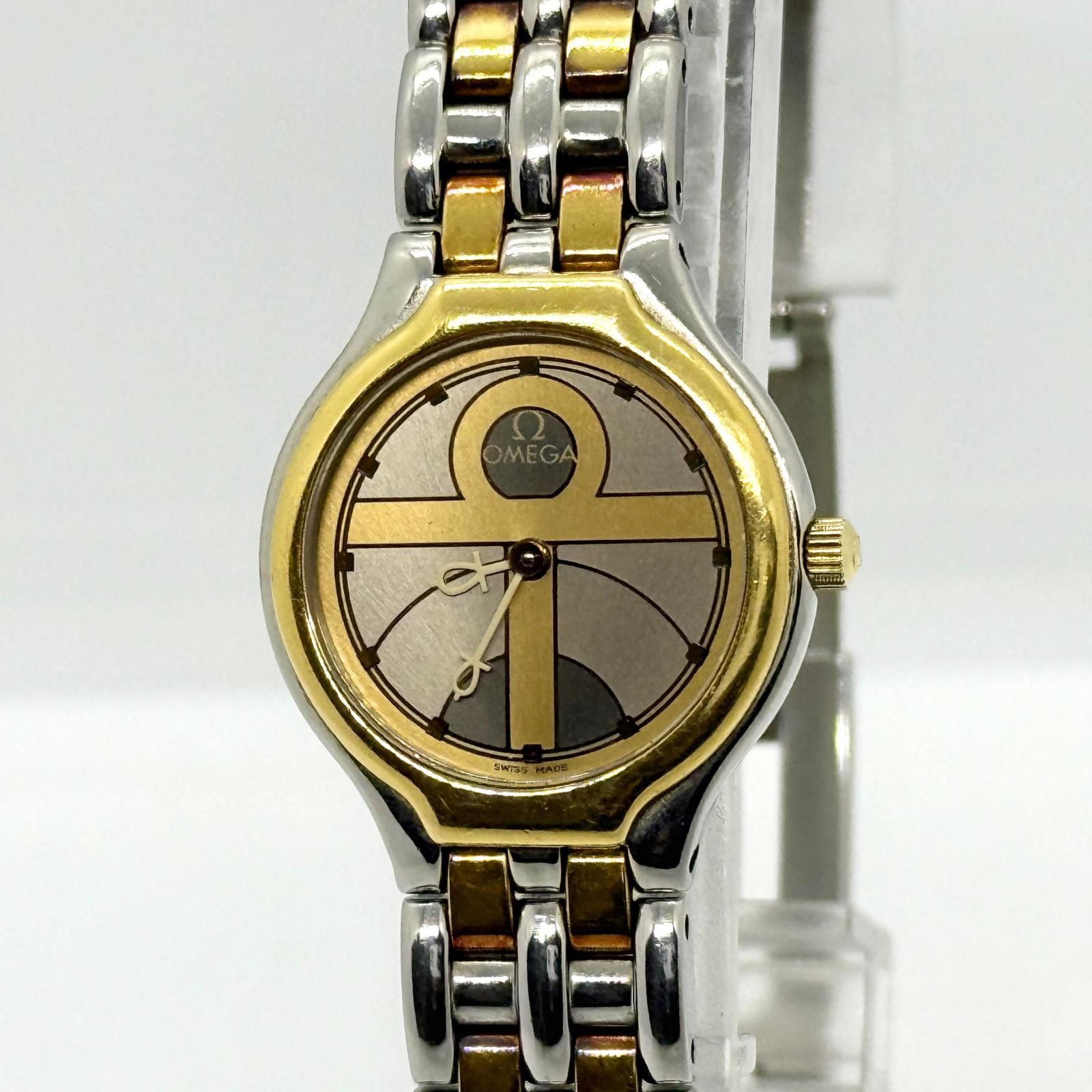 OMEGA オメガ DE VILLE デヴィル シンボル SS/YG シャンパン K18 QZ レディース コンビ ベルト 腕時計 稼働品