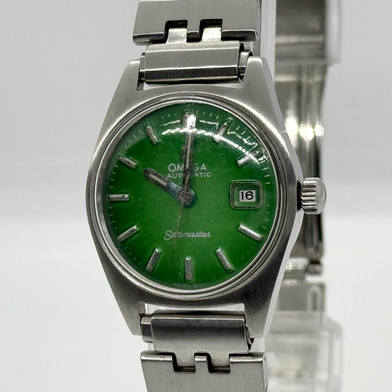 OMEGA オメガ SEAMASTER シーマスター グリーン AT レディース 希少文字盤 ベルト純正 腕時計 稼働品