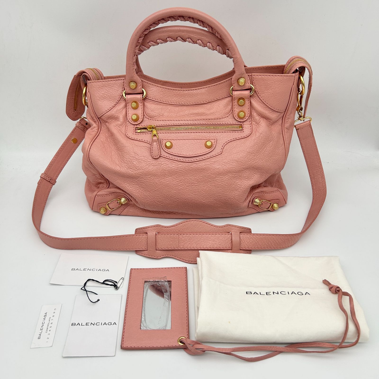 BALENCIAGA （バレンシアガ） ザ ジャイアント タウン 2WAY ハンドバッグ ピンク レザー ショルダー 美品 【中古】