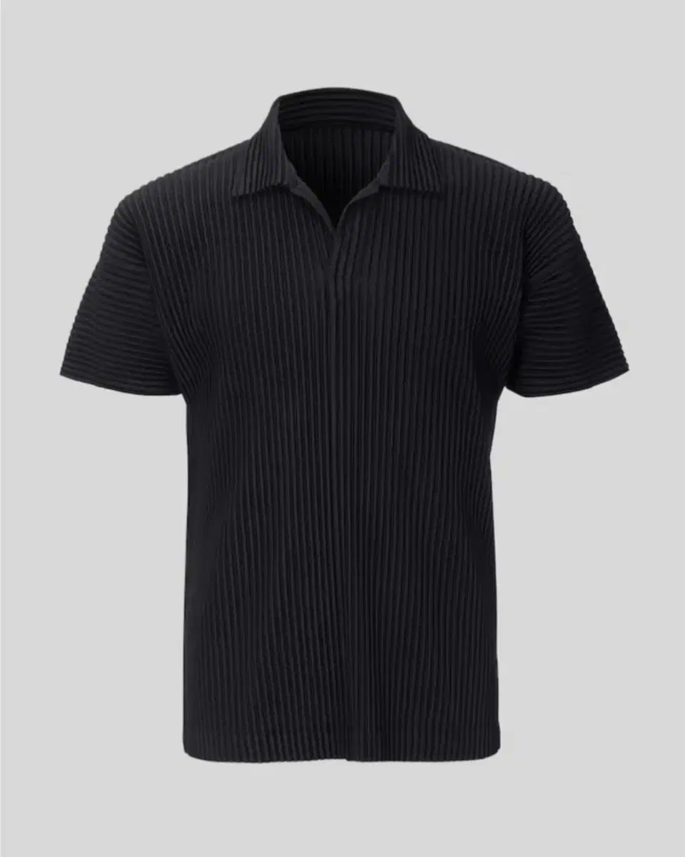 HOMME PLISSÉ オムプリッセ ベーシック カラーネック 半袖 トップス ブラック 2サイズ
