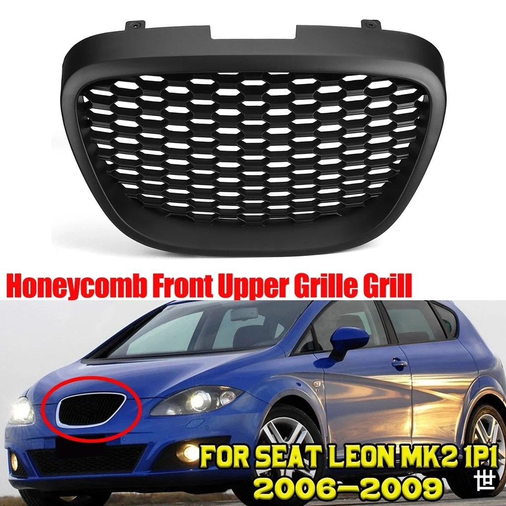 SEAT LEON MK2 1P1 2006-2009用フロントフードグリル ブラック フロントハニカムグリルメッシュ バッジレス スポーツレーシンググリル 7,456円