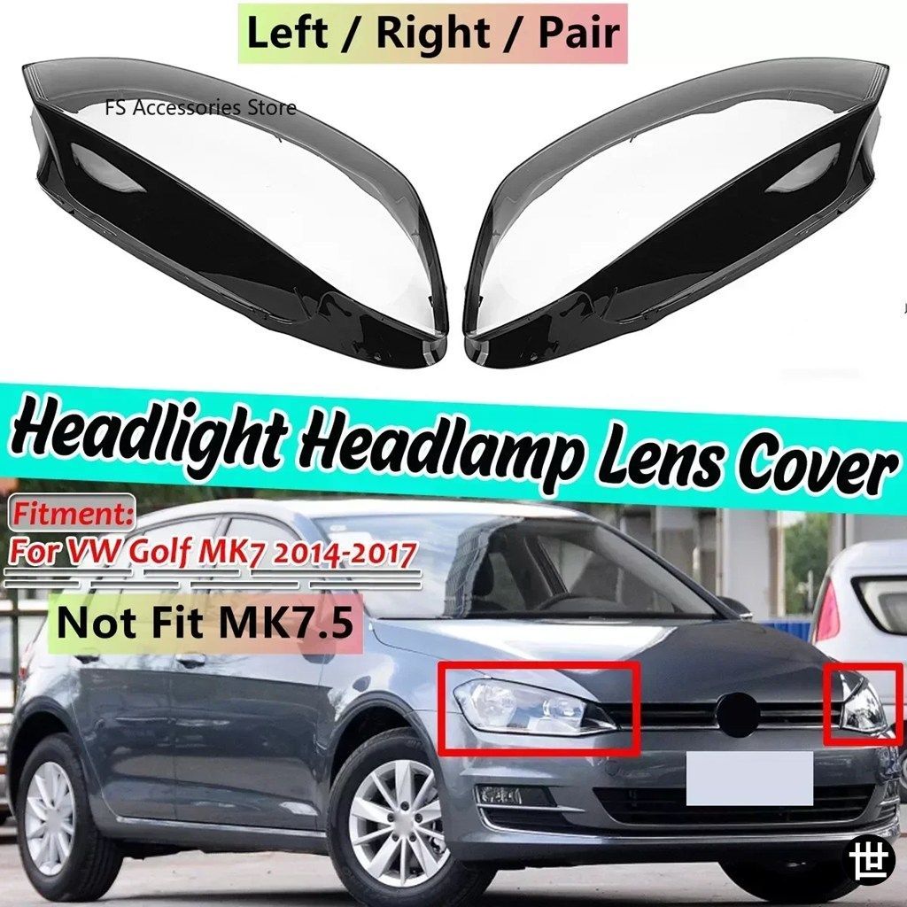 フォルクスワーゲン VW ゴルフ 7 MK7 GTI 2014 - 16 用 フロントヘッドランプ ヘッドライト レンズ カバー クリアランプシェード カバー