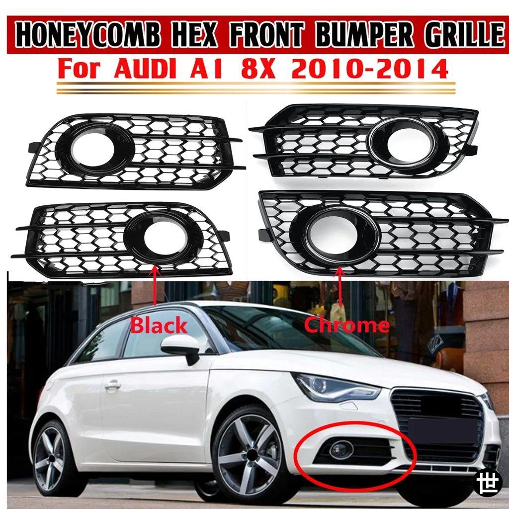 アウディ A1 8X 2010-2014 フロントバンパーグリル用ハニカムメッシュフォグランプカバー フォグランプグリル 2個 8X0807681A 8X0807682A