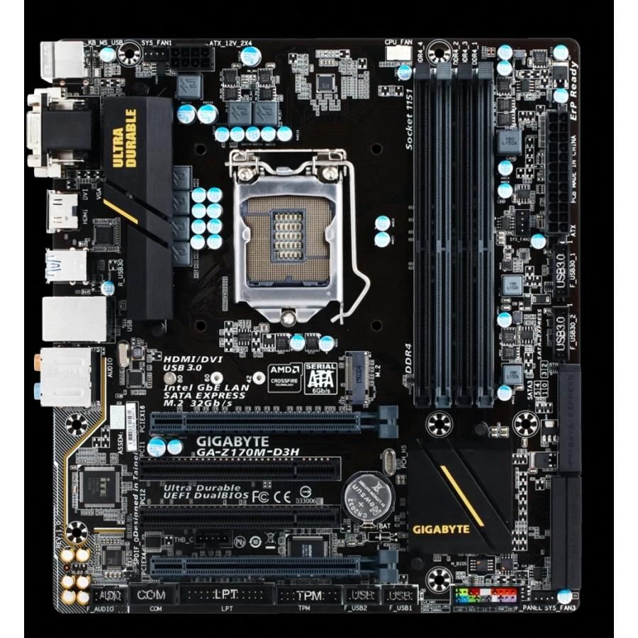 GIGABYTE GA-Z170M-D3H Intel Z170 LGA1151 DDR4-2133 64GB M.2 SATA Intel GbE LAN HDMI Motherboard