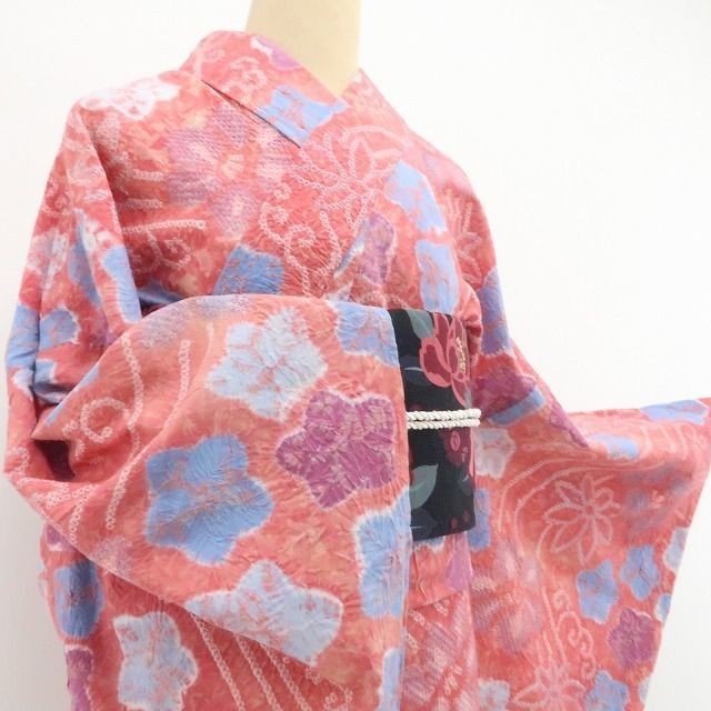 新品・浴衣】有松鳴海絞り 綿 洗える夏着物 トール・ワイドサイズ