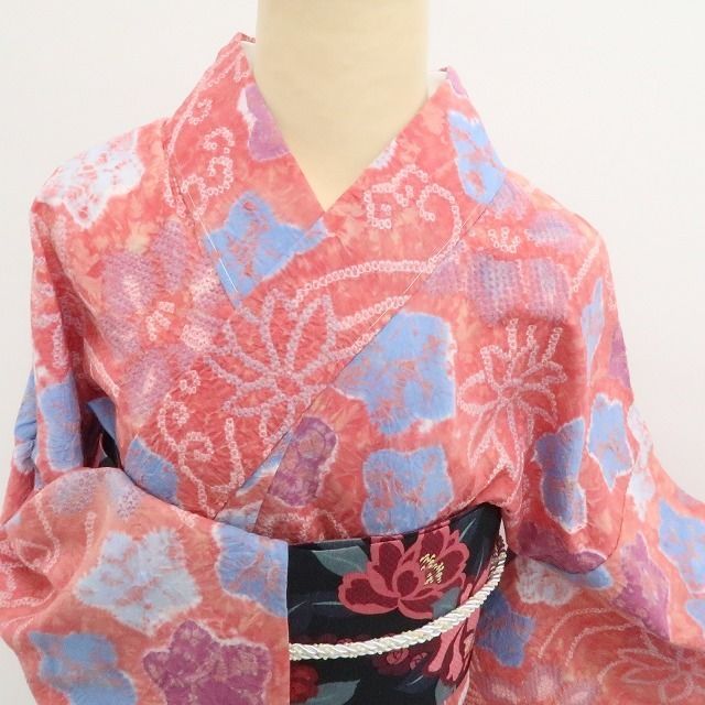 新品・浴衣】有松鳴海絞り 綿 洗える夏着物 トール・ワイドサイズ