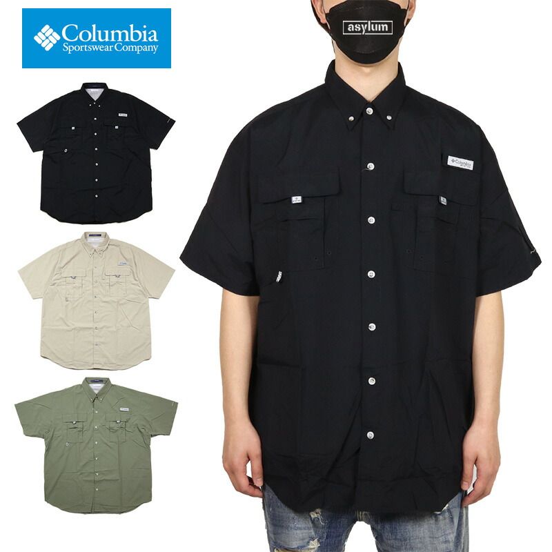 コロンビア シャツ COLUMBIA 半袖シャツ フィッシングシャツ トップス メンズ レディース アウトドア ブランド 大きいサイズ おしゃれ おすすめ 人気 黒 紫外線ブロック 速乾 columbia042 M L XL