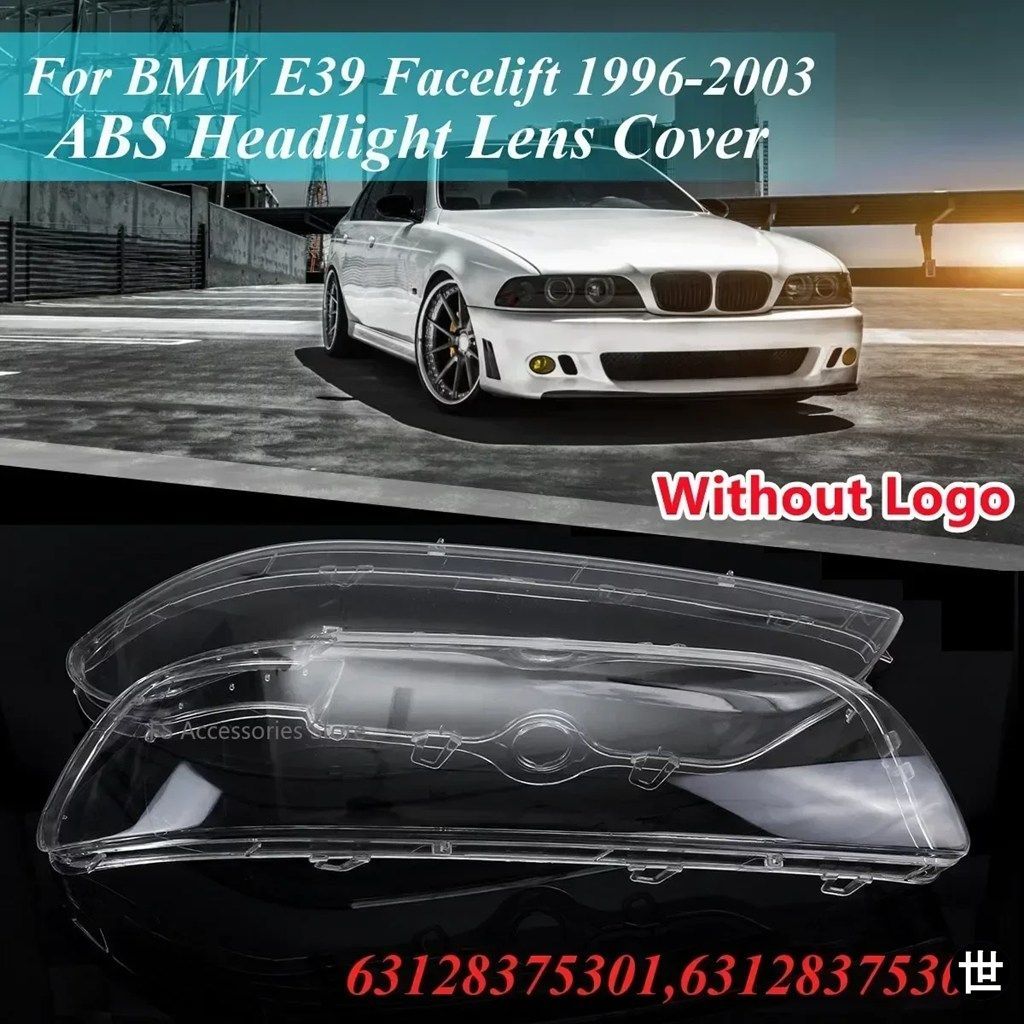 BMW E39 4ドア フェイスリフト 1996-2001 2002 2003用 L / R ヘッドライトカバーシェル 車用ヘッドライトレンズカバー #63128375301 631283