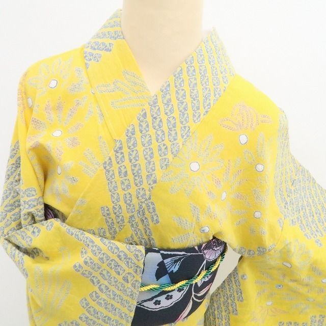 新品・浴衣】有松鳴海絞り 綿 洗える夏着物 仕付け糸付 高級浴衣