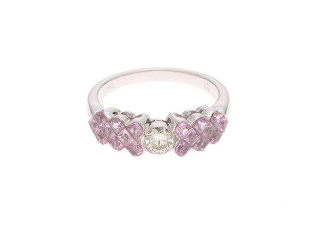 JEWELRY ノンブランドジュエリー 貴金属･宝石 リング・指輪 K18WG ホワイトゴールド ピンクサファイヤ 1.12ct ダイヤモンド 0.24ct 12号 レディース【中古】460