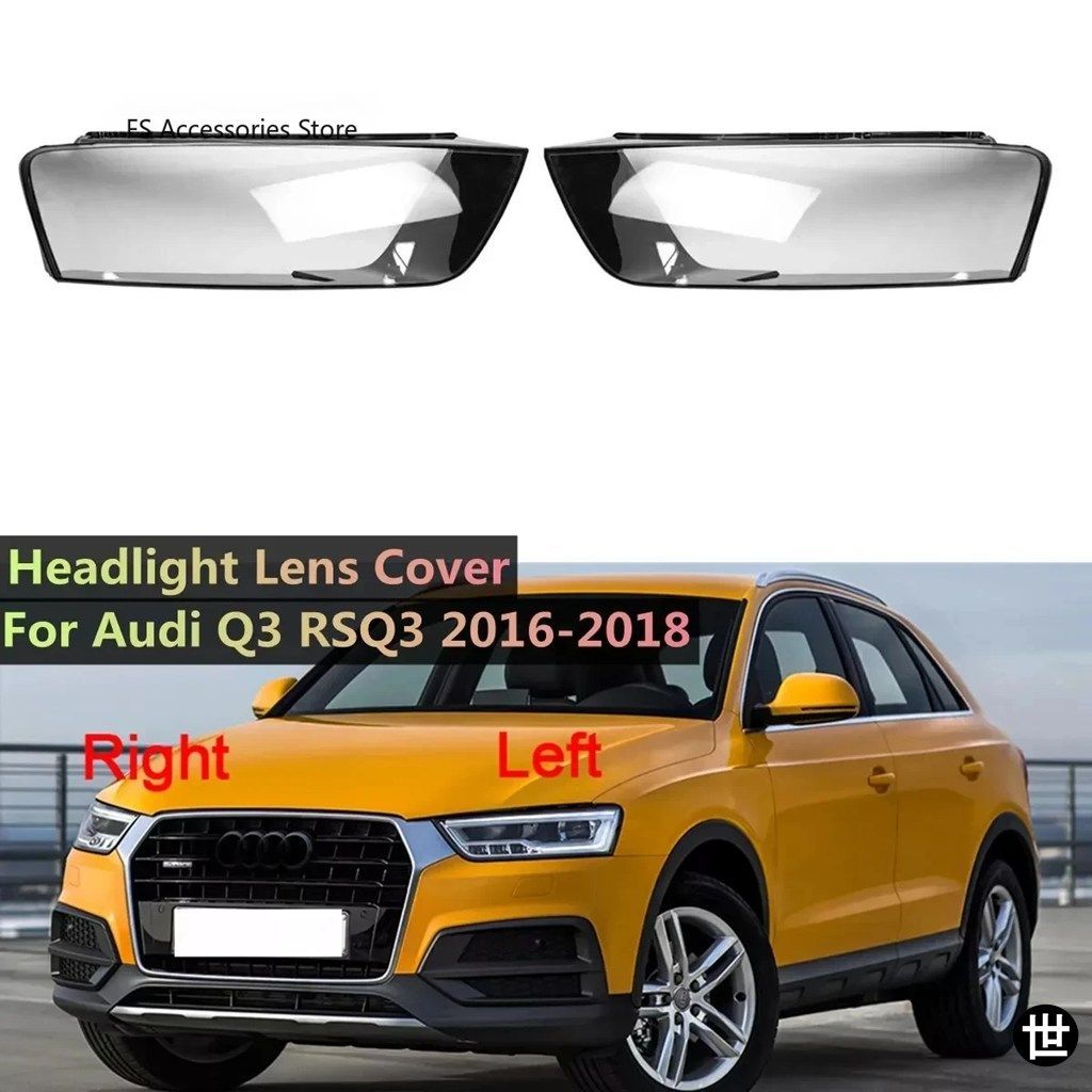アウディ Q3 RSQ3 2016 2017 2018 用 ヘッドライトランプシェード クリアヘッドライトレンズ 左/右ヘッドランプカバーレンズ ライトプロテ