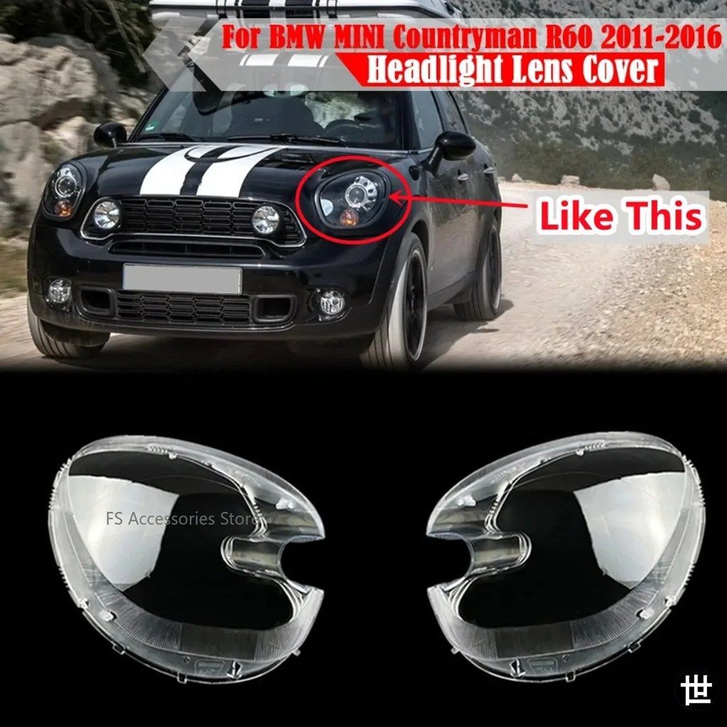 BMW MINI COUNTRYMAN R60 2011 - 16 用 左/右ヘッドライトカバー ヘッドランプレンズカバー ランプシェードカバー
